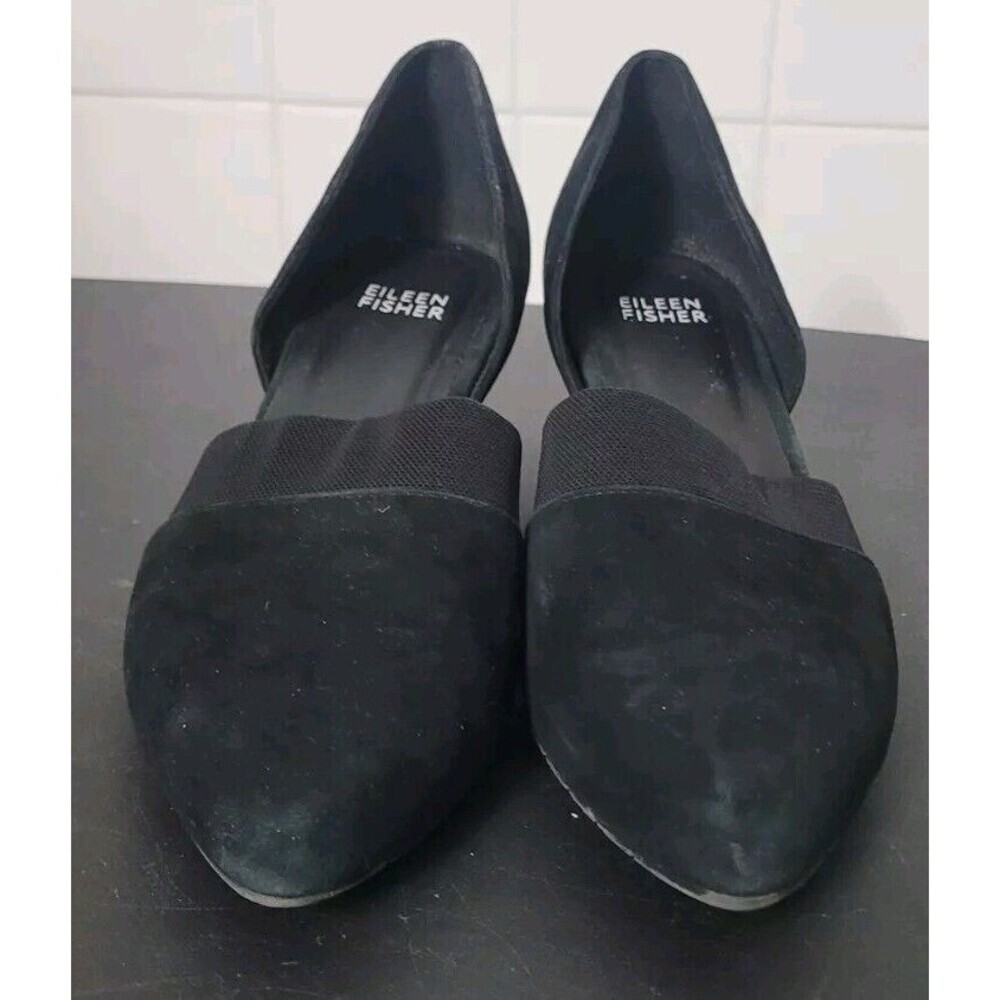 Eileen Fisher D‘0rsay Black Suede Hilly Pumps Comfort Size 7.5 Classic Comfort